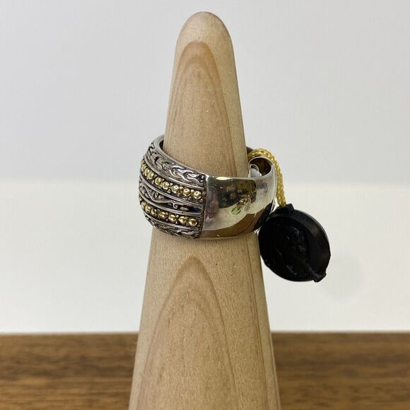 Effy 925 Silver & 18k Yellow Gold Wide Band Ring Size 6.5 - Picture 5 of 16